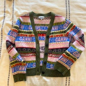 Ganni multicolored logo cardigan- size XS